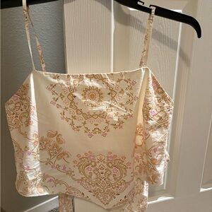 American Eagle Outfitters Cream and Pink Camisole